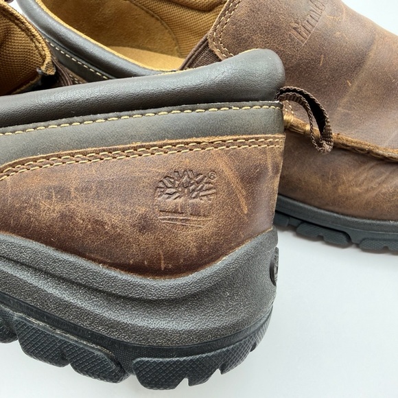 Timberland Boy, Dark Brown Leather Moc Toe Slip-Ons Loafer Shoes Size 6 - Picture 3 of 13